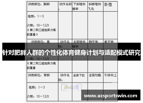 针对肥胖人群的个性化体育健身计划与适配模式研究